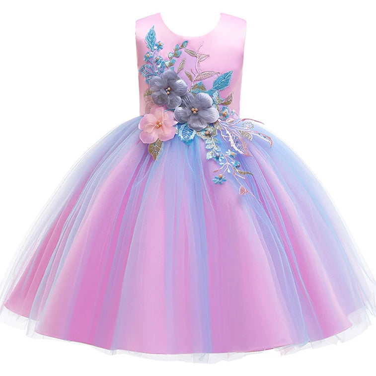 Princess Girls Flower Party Dress Baby Kids Elegant Wedding Tutu Ball Gown Dresses Christmas Vestidos Costume Children Clothing