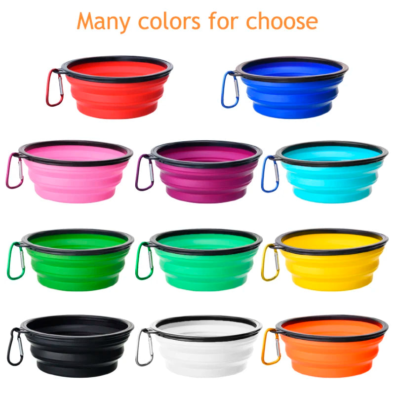 1000ML Portable Collapsible Dog Bowl Lightweight Silicone Pet Food Water Bowl for Traveling Camping and Walking Pet Bowls D0013A