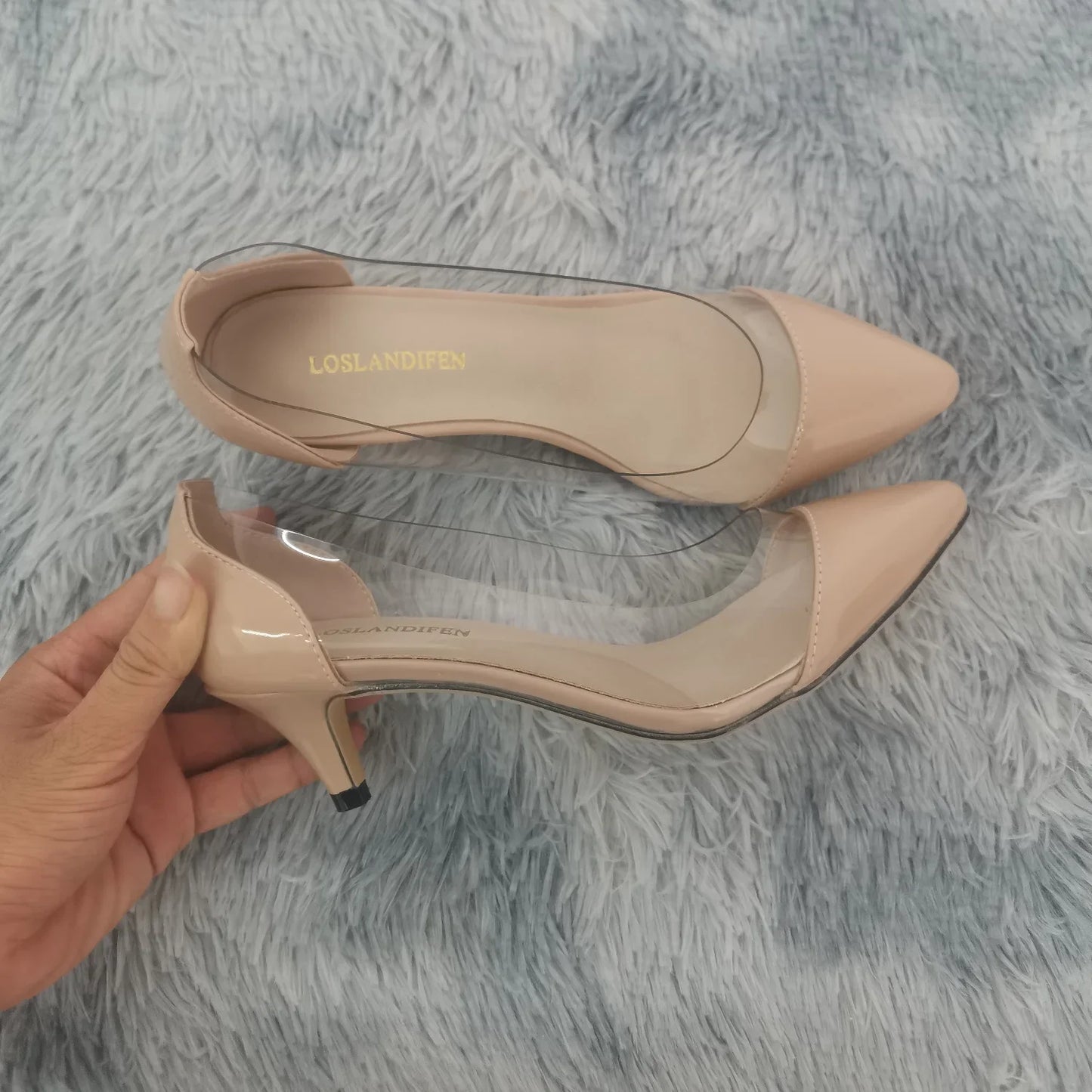 Women Pumps 2025 Spring Autumn Sexy Transparent PVC 5cm Low Heel Fashion Pointed Toe Slip-on High Heels Party Wedding Shoes