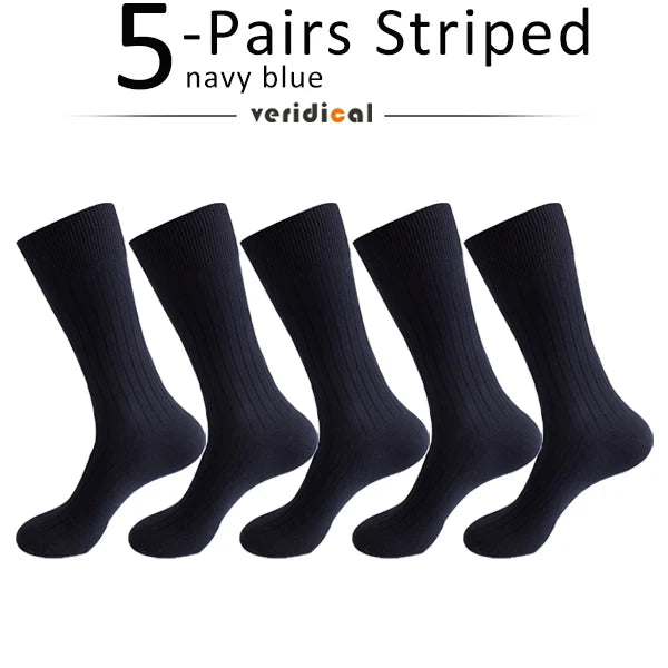 5 Pairs Large Size Man Socks Cotton Business Solid Breathable Deodorant Husbands Fathers Party Dress Long Socks Plus EU46-50