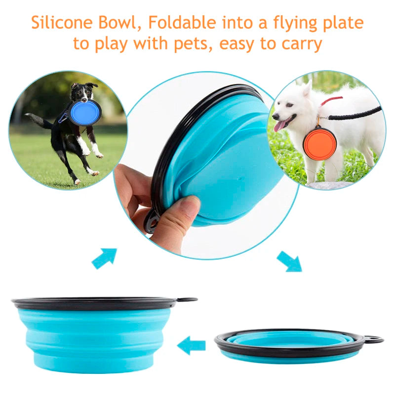 1000ML Portable Collapsible Dog Bowl Lightweight Silicone Pet Food Water Bowl for Traveling Camping and Walking Pet Bowls D0013A