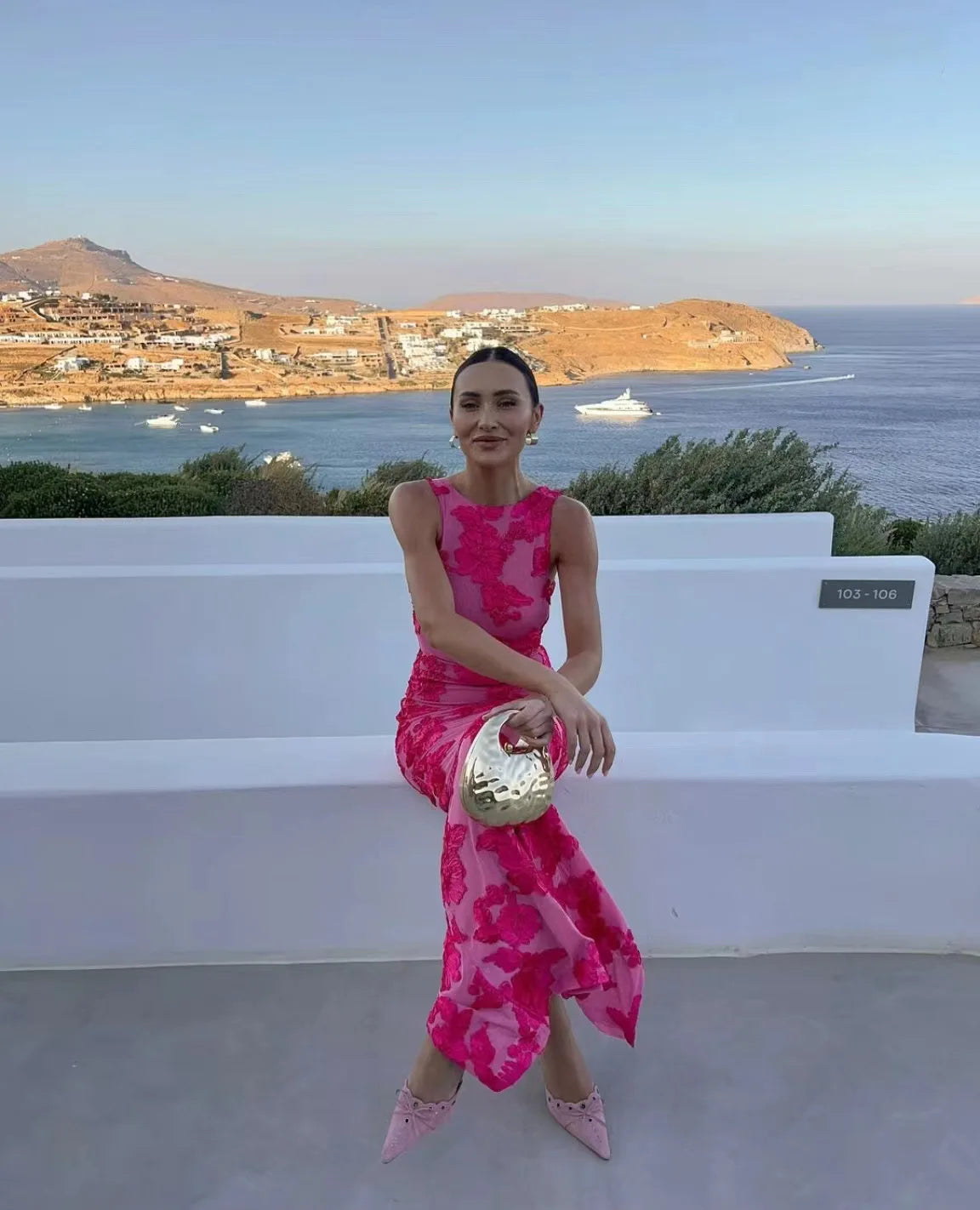 2025 New Elegant Women Sleeveless 3d Flowers Party Dress Embroidery Mesh Slim Hip Package Female Fshion Maxi Dresses Robe