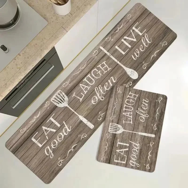 VIKAMA Washable Crystal Velvet Floor Mat Comfortable Soft Standing Mat Kitchen Theme Floor Mat Non-Slip Waterproof