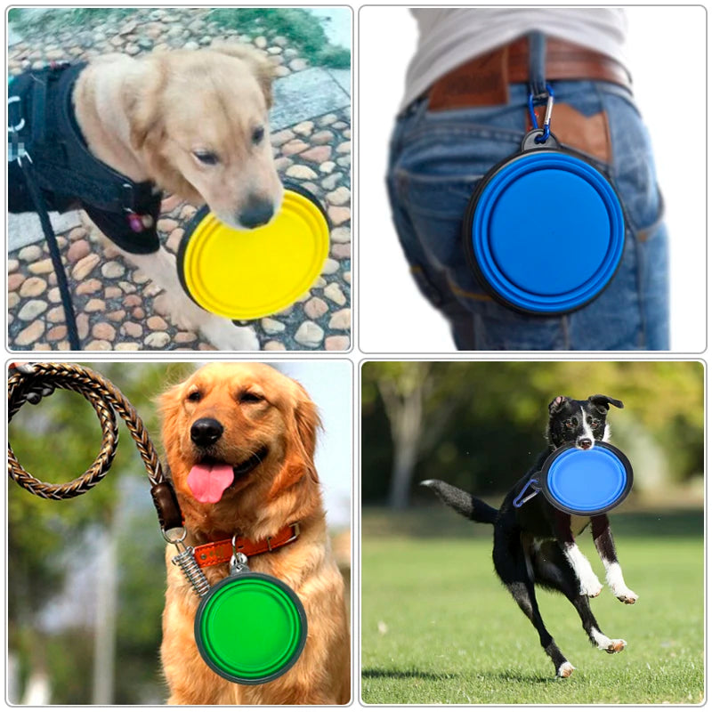 1000ML Portable Collapsible Dog Bowl Lightweight Silicone Pet Food Water Bowl for Traveling Camping and Walking Pet Bowls D0013A