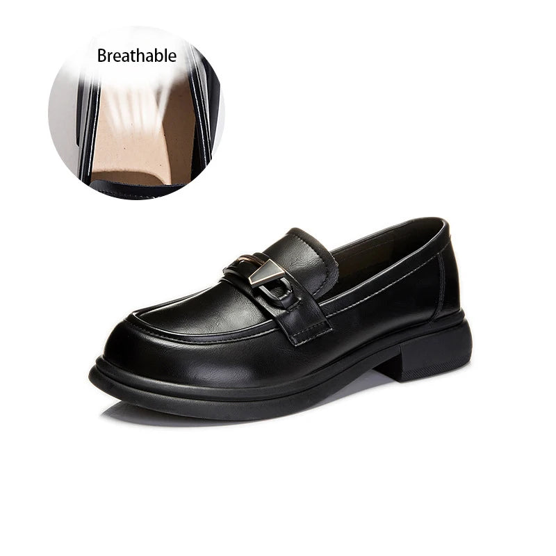 Women's Shoes Female Genuine Leather Slip-on Loafers Ladies Office Work Thick Sole Shoe Ladies Casual Penny Loafer