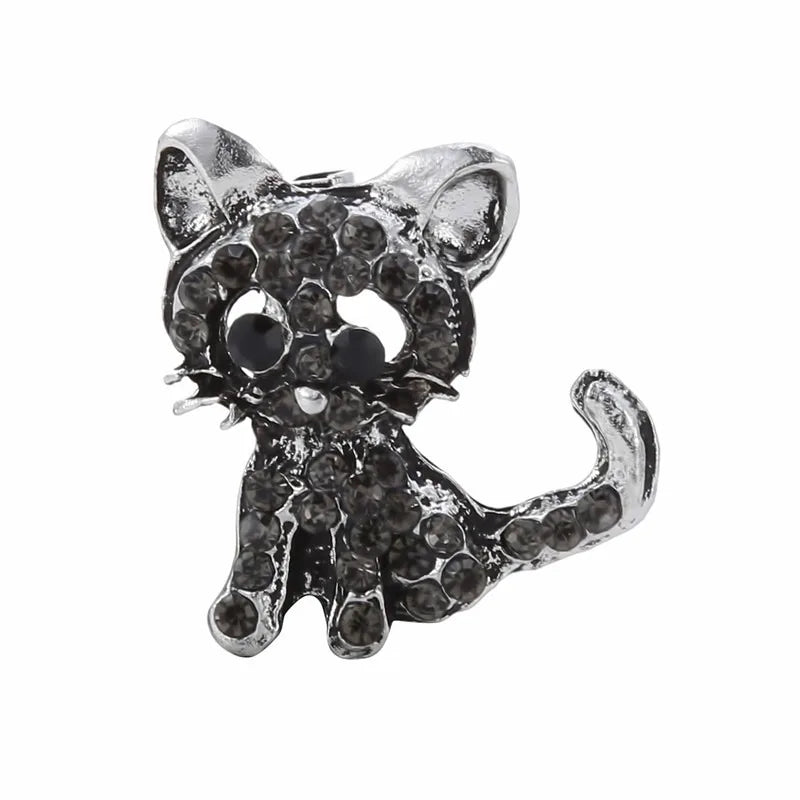 Cute Cat Brooch Butterfly Rhinestone Women Alloy Animal Pins Crystal Corsage Lapel Pin Collar Button Party Dress Accessories