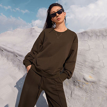 Women's Casual Fashion Round Neck Suit Long-sleeved Sweater