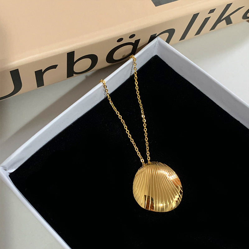 Fine lines curved 18K plating sweater chain