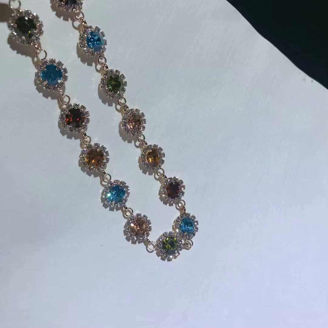 Colorful Austrian Simple And Versatile Color Diamond Necklace