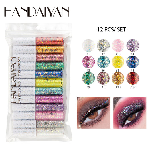 12 Colors Bag Eyeliner Glitter Liquid Eyes Makeup