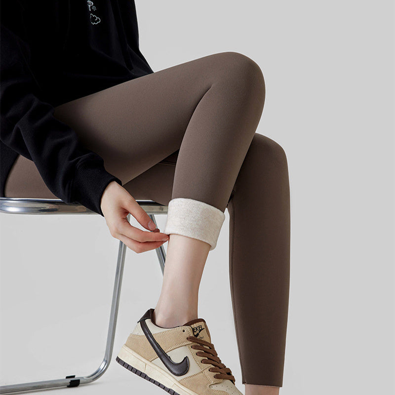 High Waist Cashmere Leggings Winter Warm Solid Plush Pants Fashion Slim Trousers For Women
