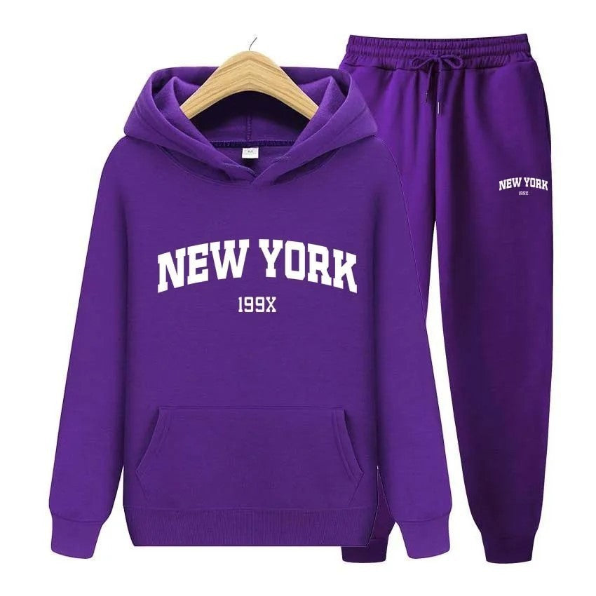 Women's Pullover Sweatpants Suit Couple Hoodie Sportswear