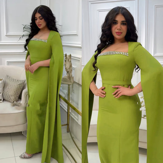 Female Muslim Fashion Embroidery Drawstring Dress