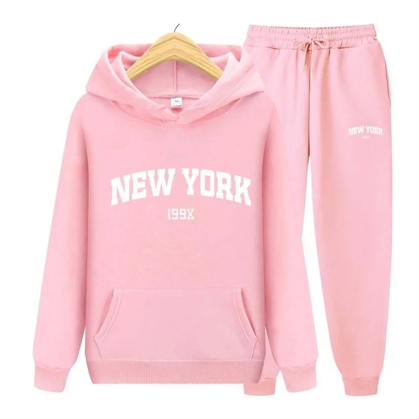 Women's Pullover Sweatpants Suit Couple Hoodie Sportswear