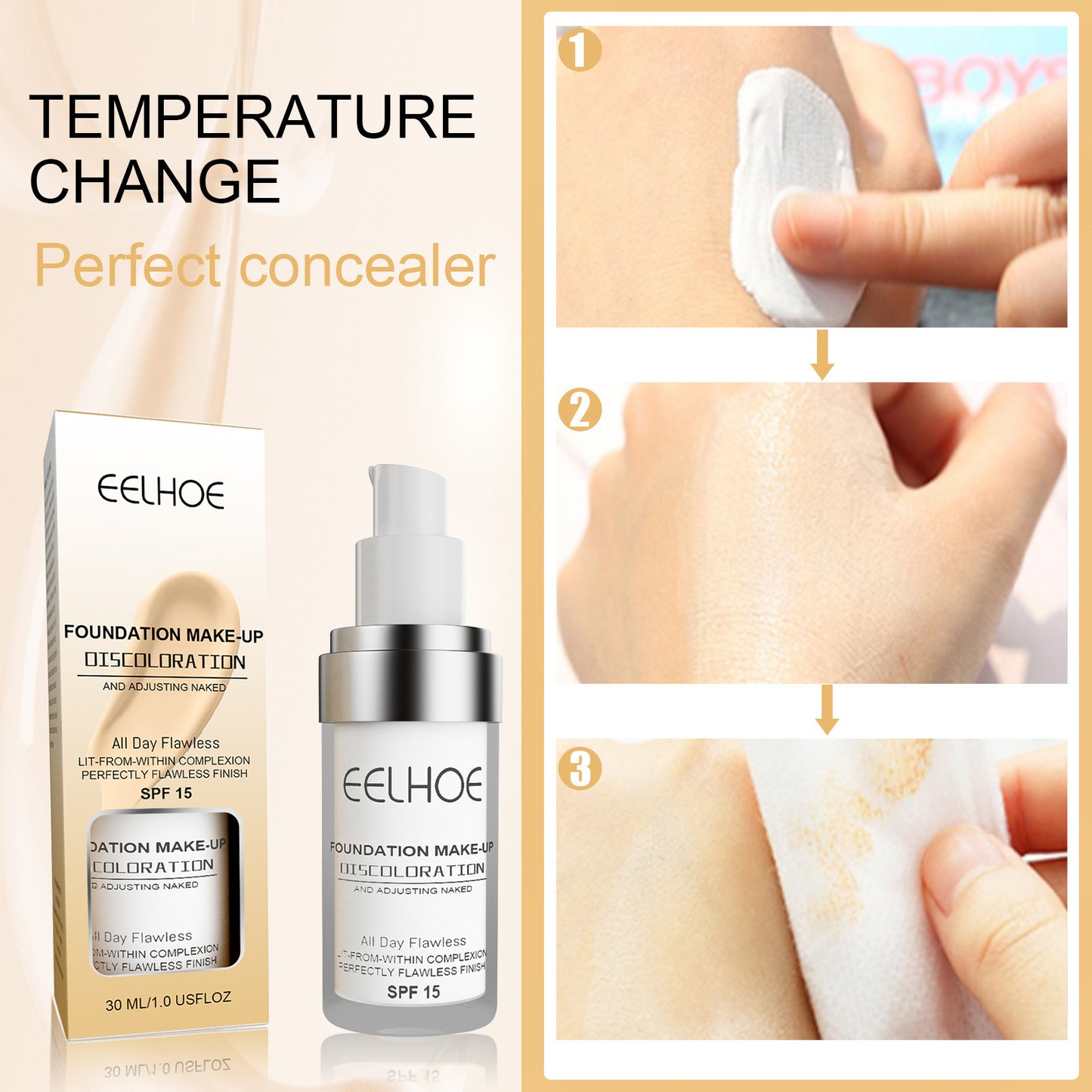Temperature Change Liquid Foundation Concealer Long-lasting Moisturizing Waterproof Sweat-proof