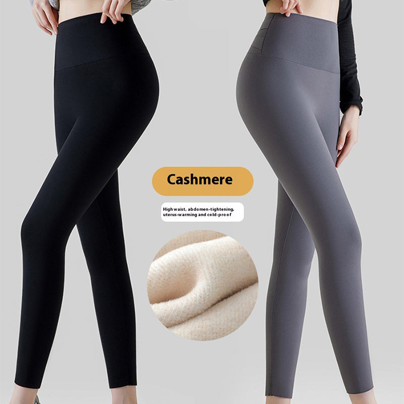 High Waist Cashmere Leggings Winter Warm Solid Plush Pants Fashion Slim Trousers For Women
