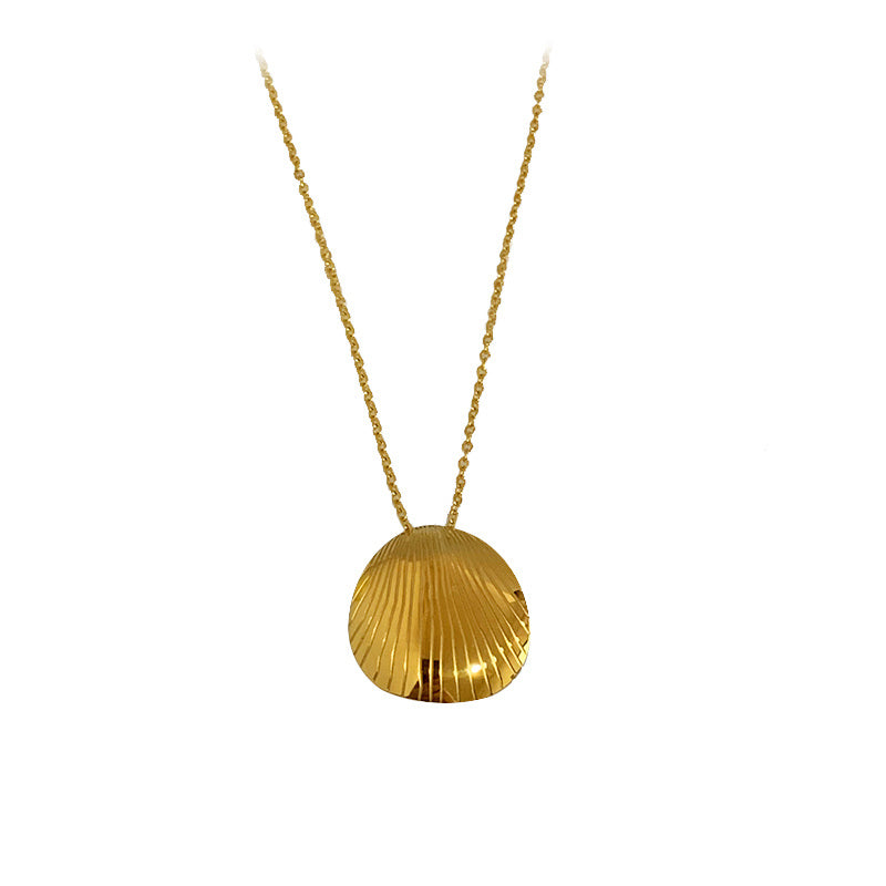 Fine lines curved 18K plating sweater chain