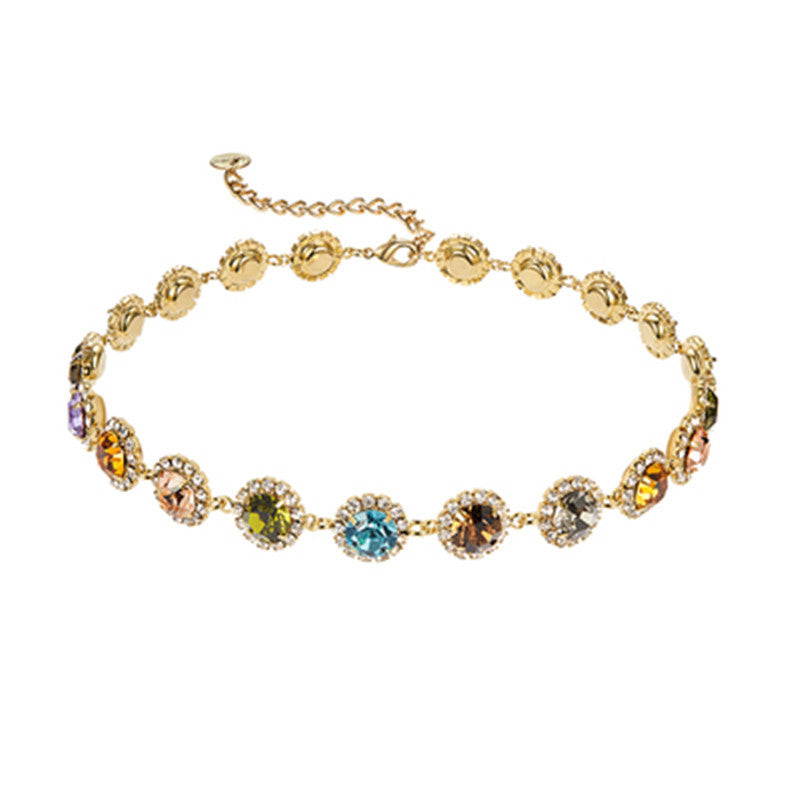 Colorful Austrian Simple And Versatile Color Diamond Necklace
