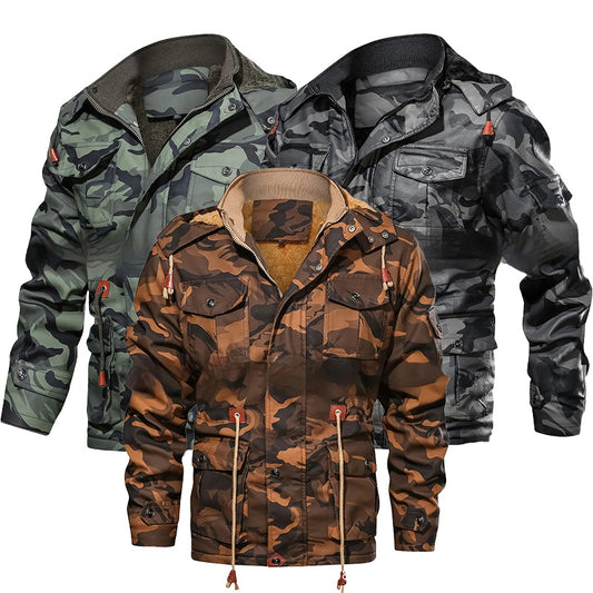 European Size Men's Fleece-lined Thick Mid-length Leather Coat Jackets Winter Fleece Thick Mens Hooded Coats Male Fashion Motorcycle Outwear