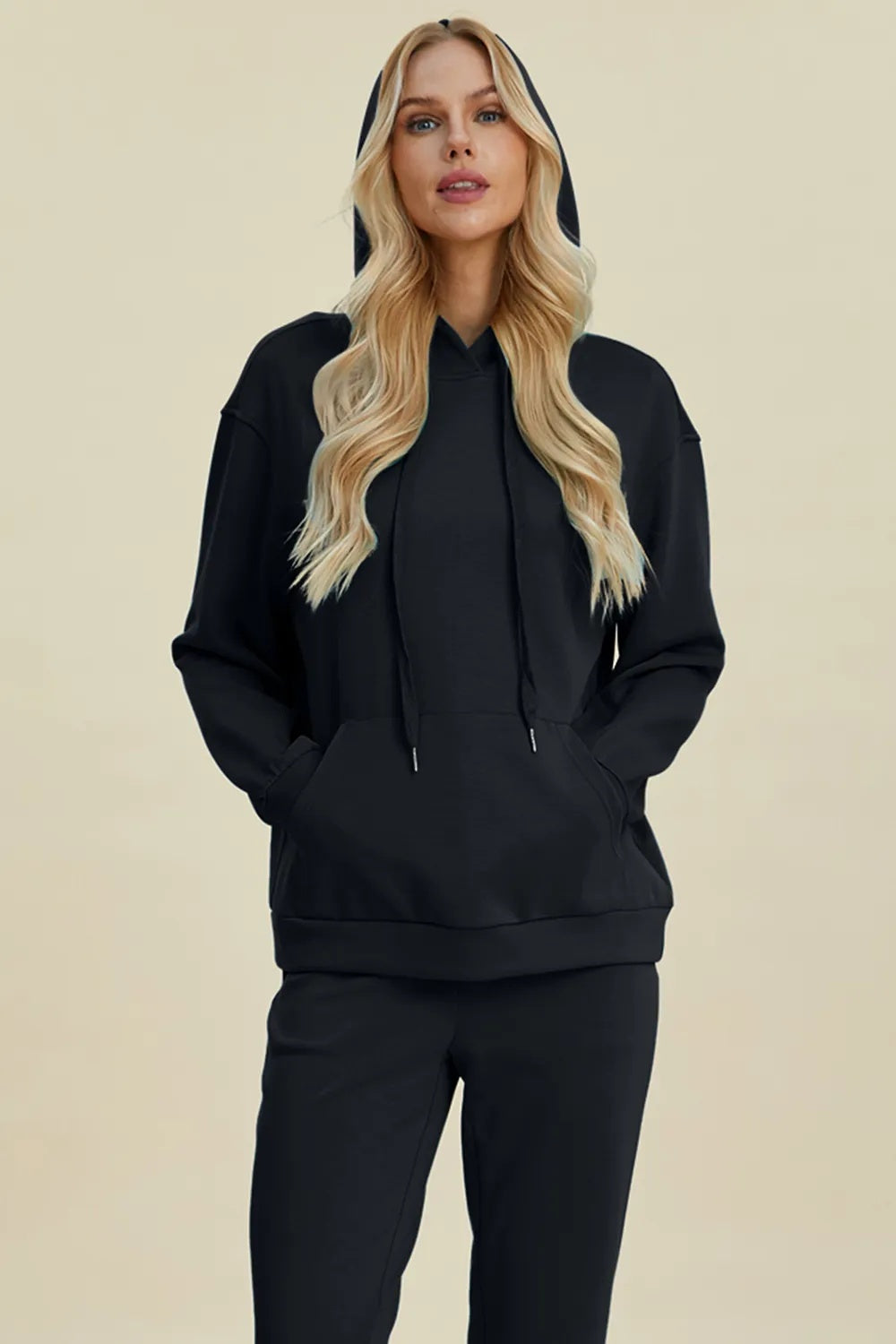 Basic Bae Full Size Air Scuba Drawstring Long Sleeve Hoodie With Kangaroo Pocket
