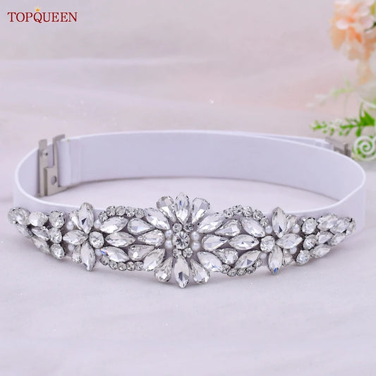 Women Elastic Belts for Party Dress Gown Silver Rhinestone Girdle Female Shiny Waistband Fashion Daily Luxurious