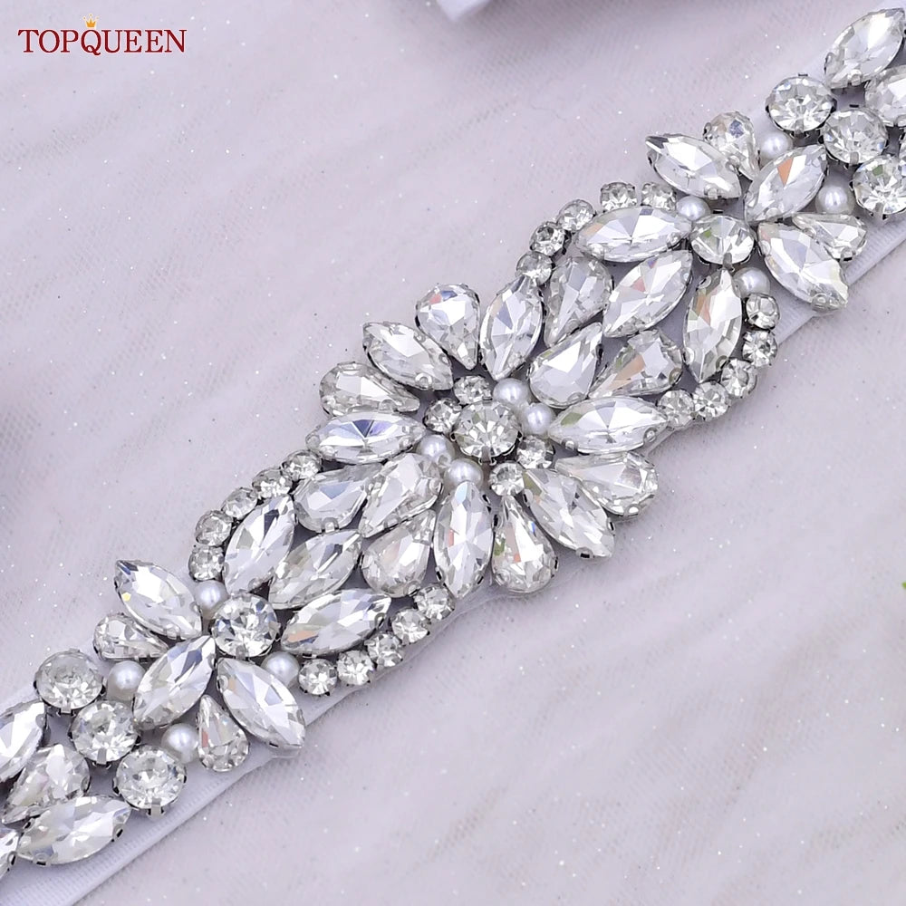 Women Elastic Belts for Party Dress Gown Silver Rhinestone Girdle Female Shiny Waistband Fashion Daily Luxurious