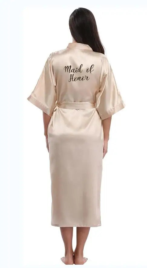 Bridesmaid champagne Large Plain Mother Bride Kimono Silk Satin Lace Night Dress Gown Wedding Robes Bathrobe Ladies Robe