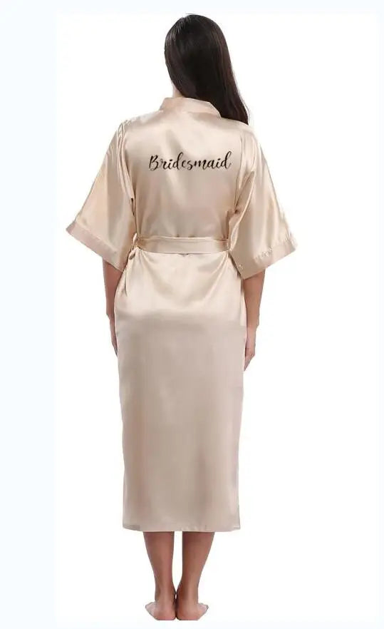Bridesmaid champagne Large Plain Mother Bride Kimono Silk Satin Lace Night Dress Gown Wedding Robes Bathrobe Ladies Robe