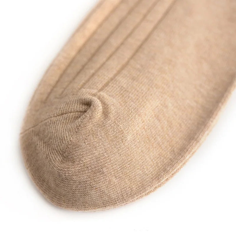 5 Pairs Large Size Man Socks Cotton Business Solid Breathable Deodorant Husbands Fathers Party Dress Long Socks Plus EU46-50