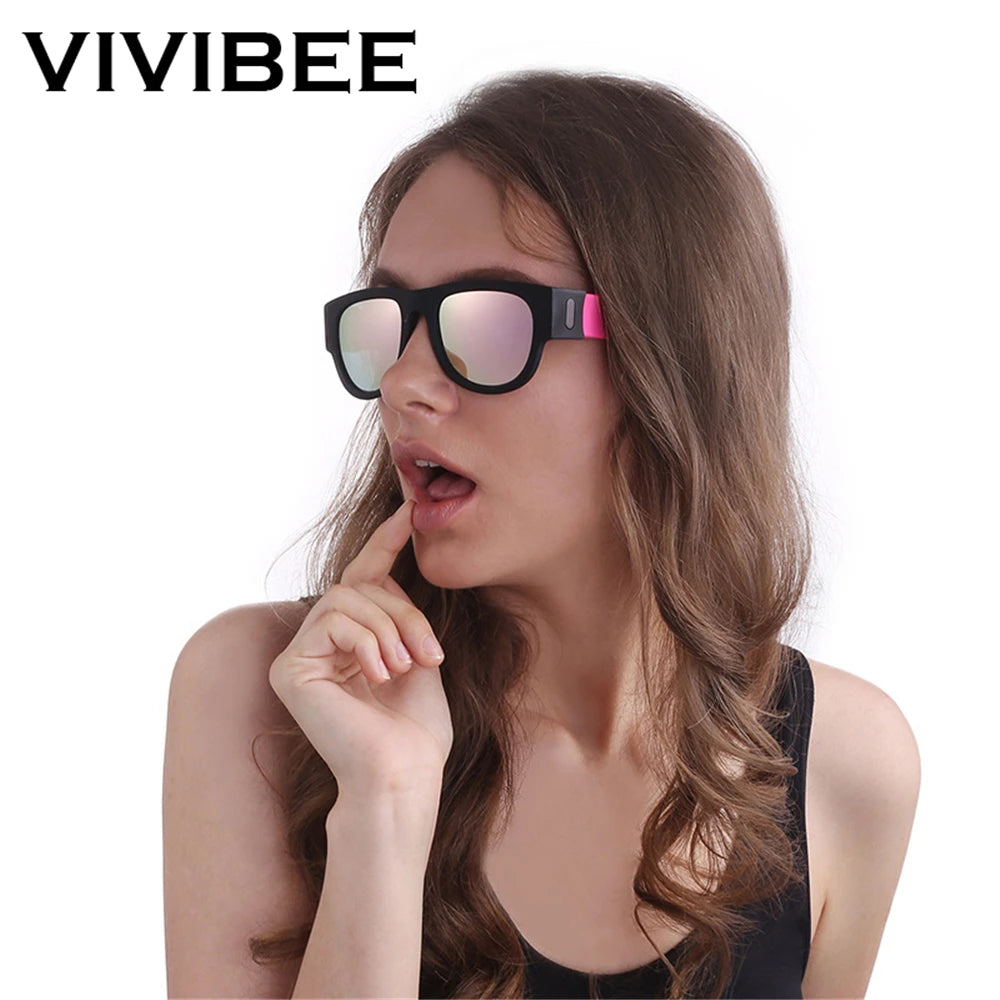 VIVIBEE Novelty Mirror Men Polarized Folding Sunglasses New Arrival Slap Sport Foldable Wristband Shades 2024 Trend Product