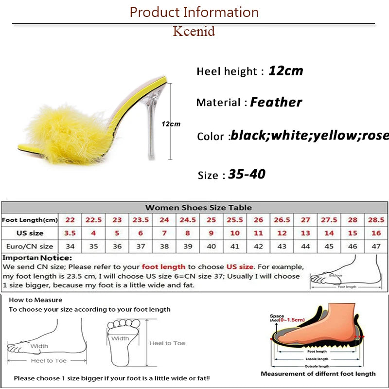 Summer New Sexy Feather Woman Slippers Transparent Perspex High Heels Stiletto Peep Toe Mules Lady Slides Shoes Rose