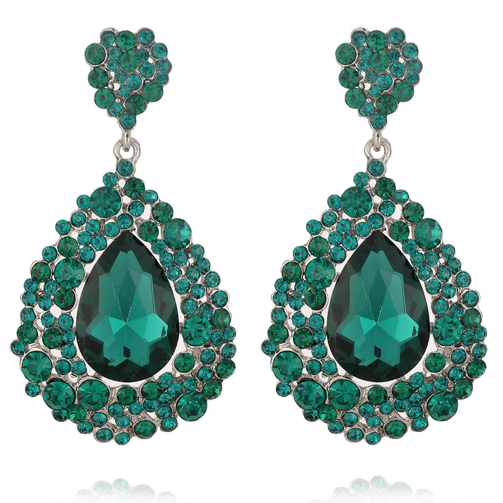 Jewelry Fashion Crystal Big Water Drop Earrings for Women Prom Party Dress Accessory Statement Wedding Earrings