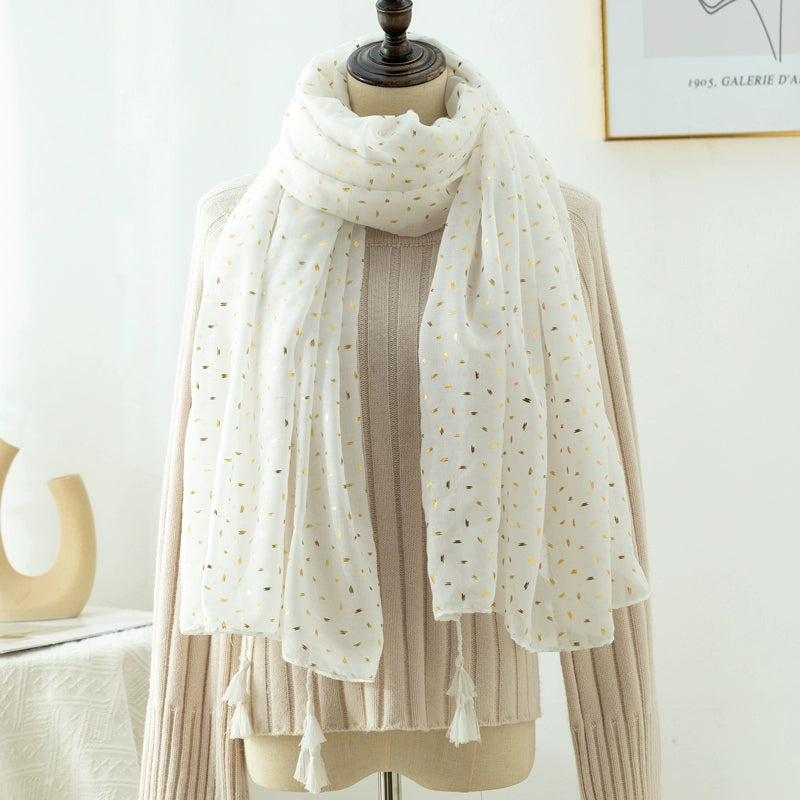 Fashion Creamy-white Women's Winter Shawl Cotton and Linen Scarf