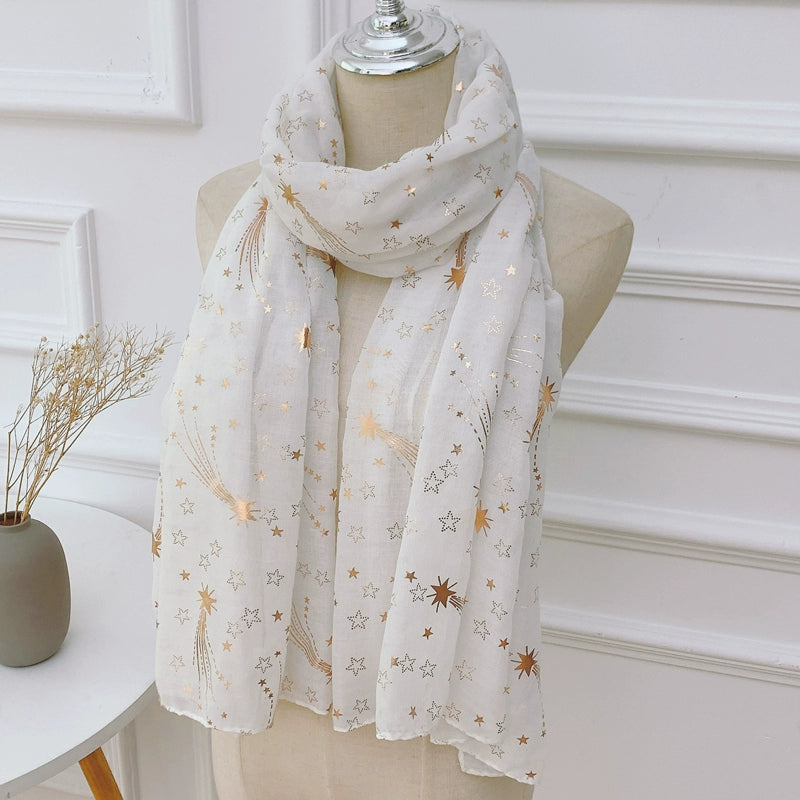 Fashion Creamy-white Women's Winter Shawl Cotton and Linen Scarf