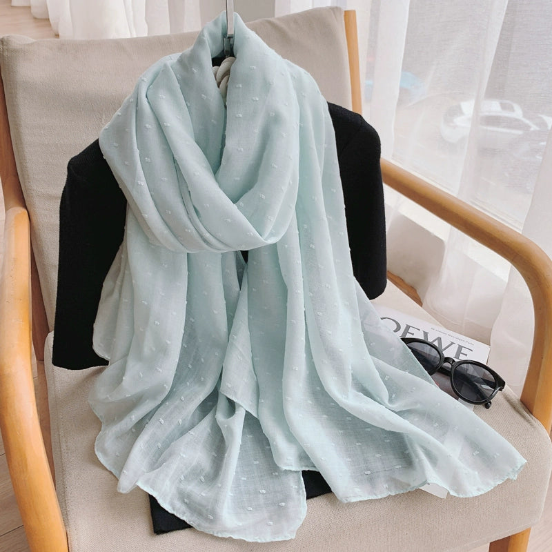 Fashion Creamy-white Women's Winter Shawl Cotton and Linen Scarf