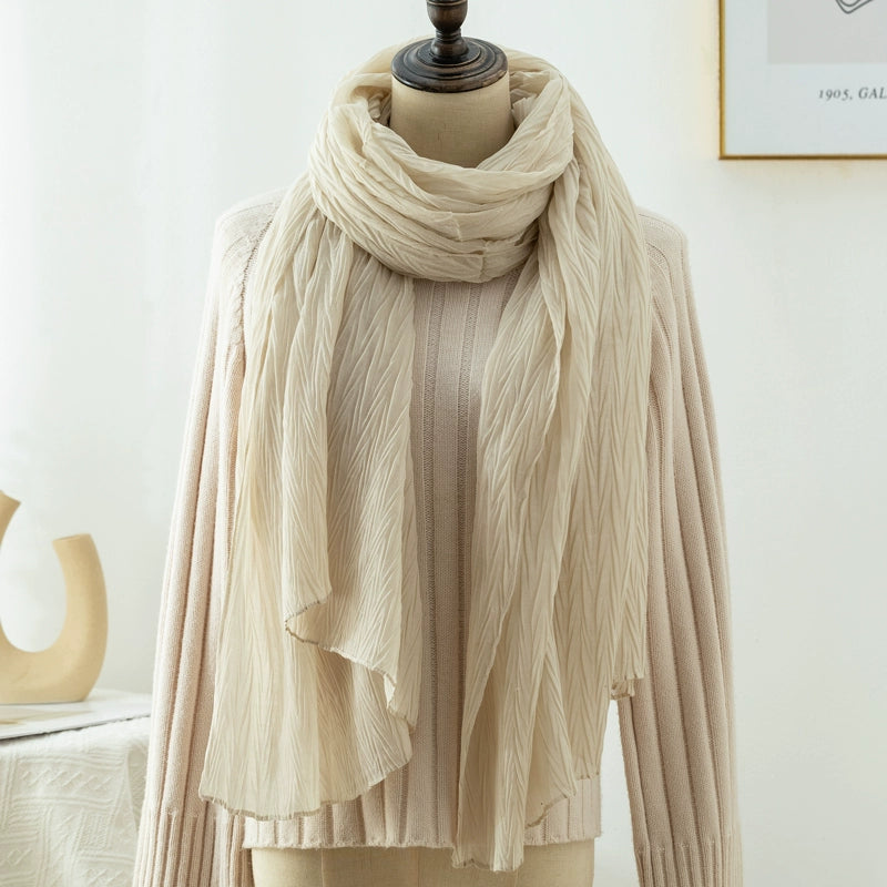 Fashion Creamy-white Women's Winter Shawl Cotton and Linen Scarf