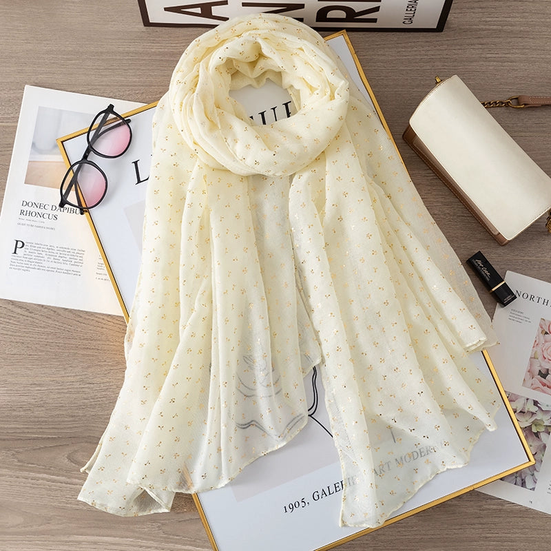 Fashion Creamy-white Women's Winter Shawl Cotton and Linen Scarf