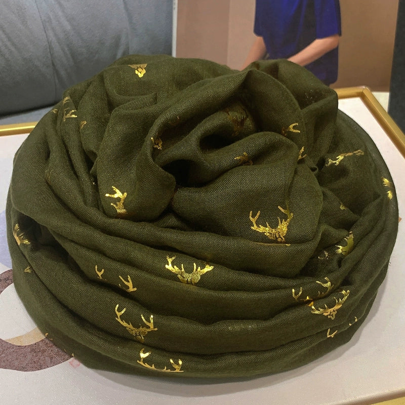 Fashion Creamy-white Women's Winter Shawl Cotton and Linen Scarf