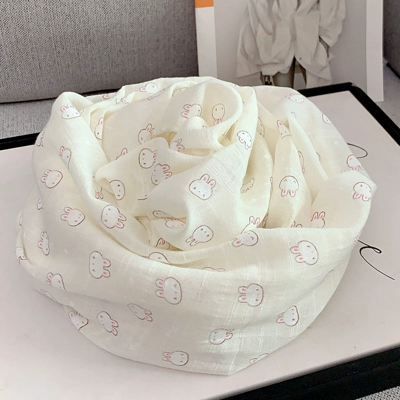 Fashion Creamy-white Women's Winter Shawl Cotton and Linen Scarf