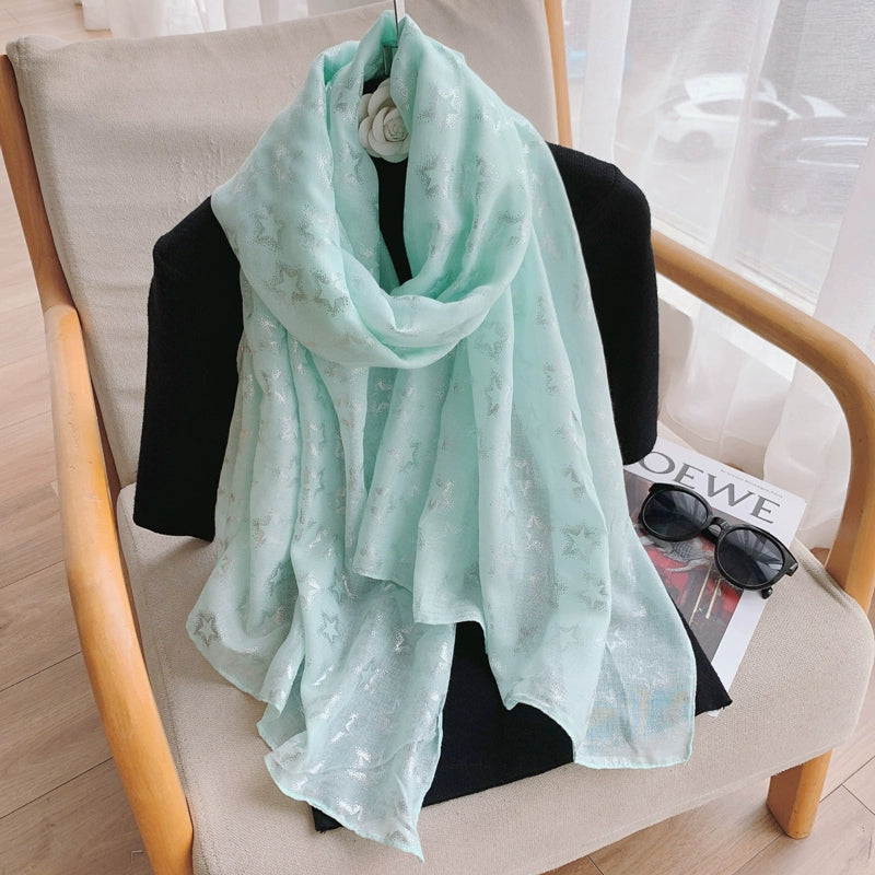 Fashion Creamy-white Women's Winter Shawl Cotton and Linen Scarf
