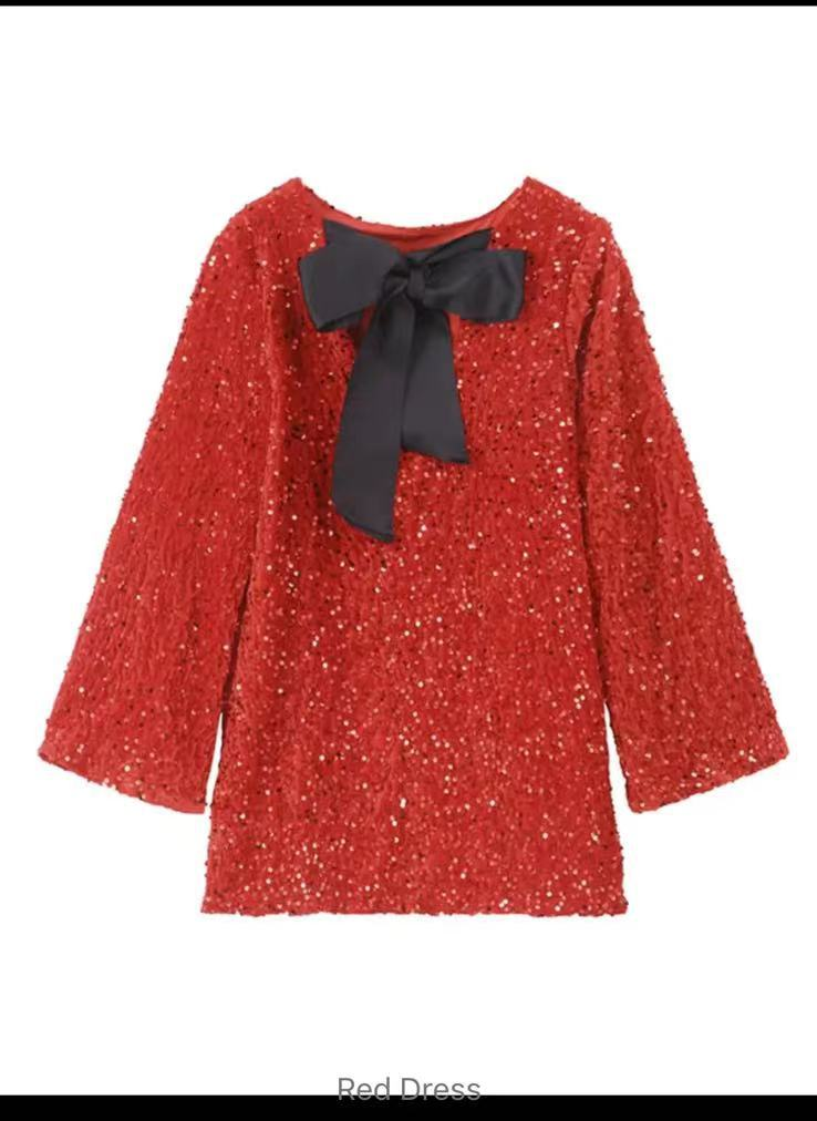 Fall and Winter Dress Long Sleeves Loose Dress Bows