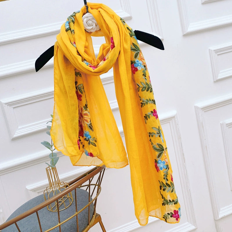 Fashion Creamy-white Women's Winter Shawl Cotton and Linen Scarf