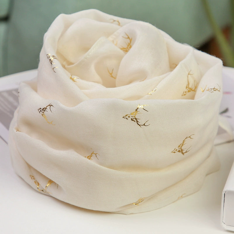 Fashion Creamy-white Women's Winter Shawl Cotton and Linen Scarf