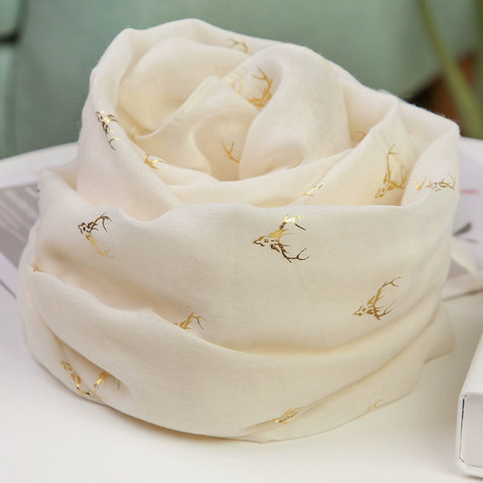 Fashion Creamy-white Women's Winter Shawl Cotton and Linen Scarf