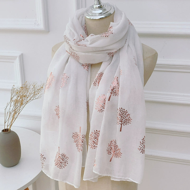 Fashion Creamy-white Women's Winter Shawl Cotton and Linen Scarf
