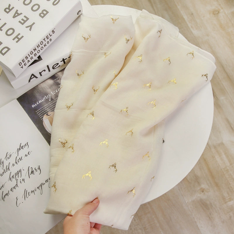 Fashion Creamy-white Women's Winter Shawl Cotton and Linen Scarf