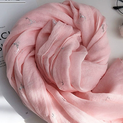 Fashion Creamy-white Women's Winter Shawl Cotton and Linen Scarf