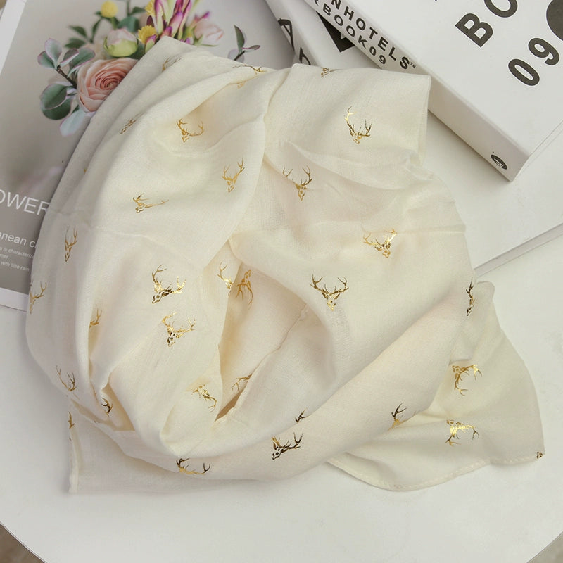 Fashion Creamy-white Women's Winter Shawl Cotton and Linen Scarf