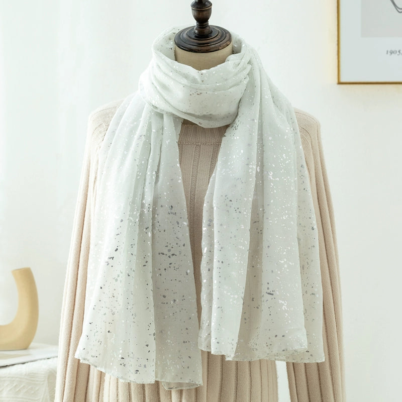 Fashion Creamy-white Women's Winter Shawl Cotton and Linen Scarf