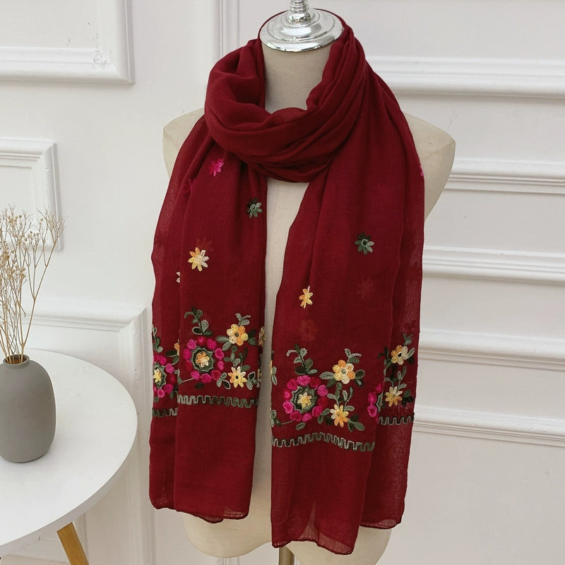 Fashion Creamy-white Women's Winter Shawl Cotton and Linen Scarf